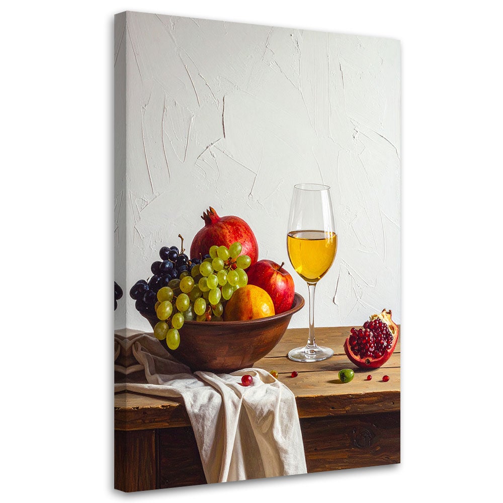 Obraz do kuchni jadalni restauracji, Martwa natura owoce i wino 80x120