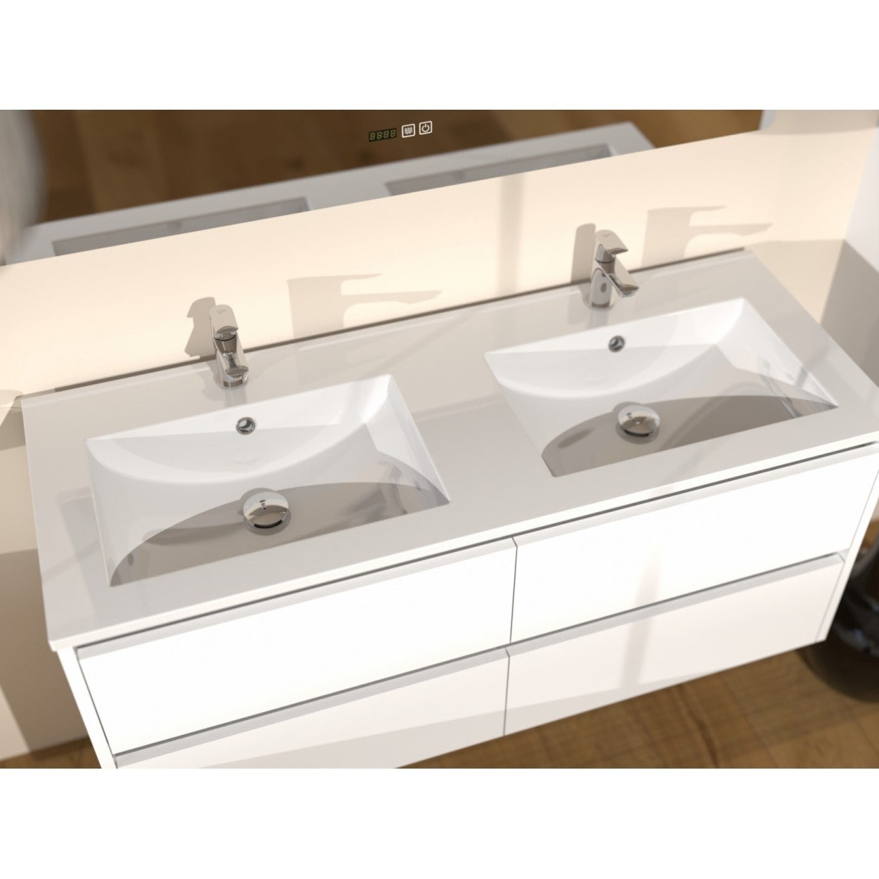 Meuble double vasque JUPITER 3.0 Blanc Brillant 120cm - Sans miroir - 5