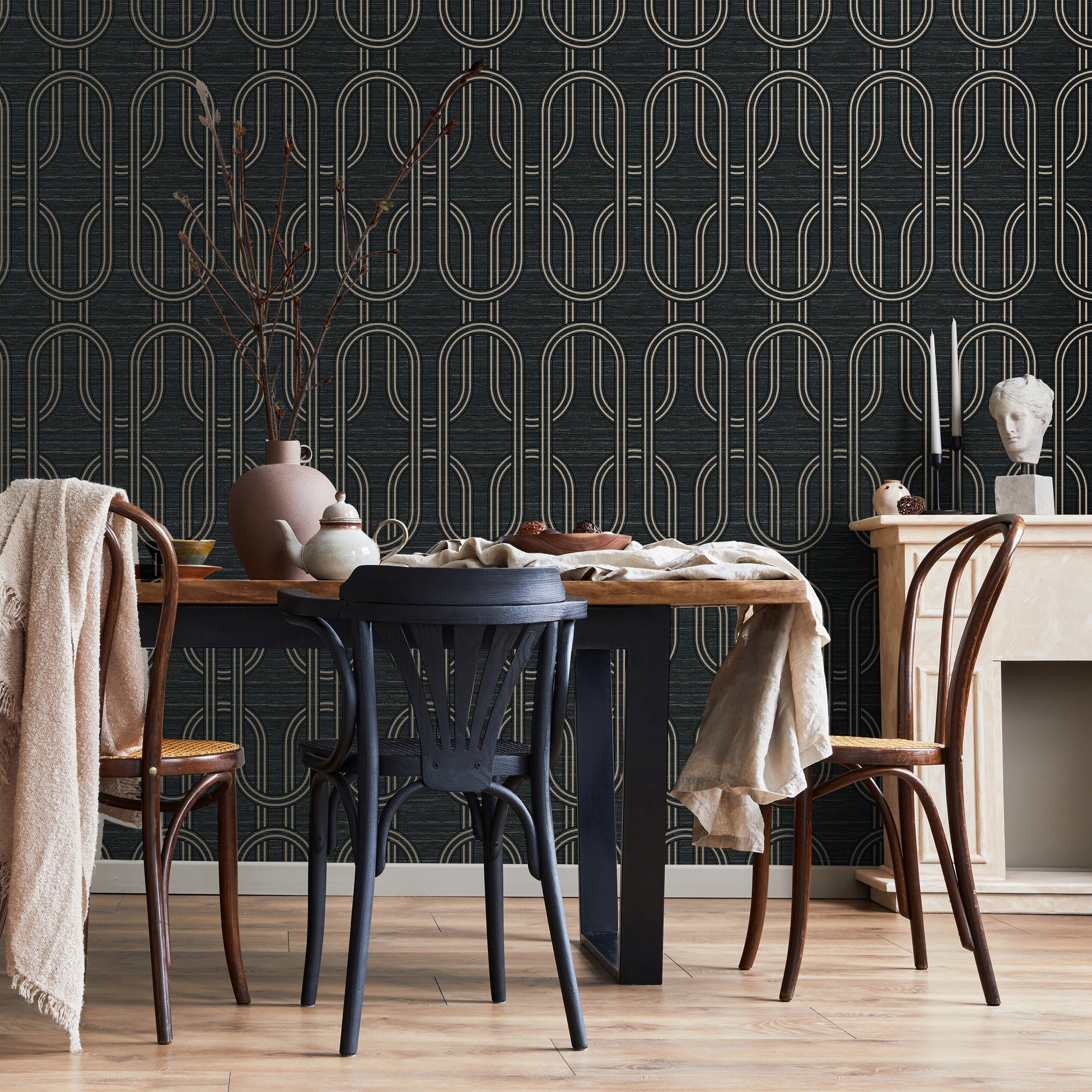 Papier peint intissé Indulgent Geo 1005 x 52cm Onyx | Leroy Merlin