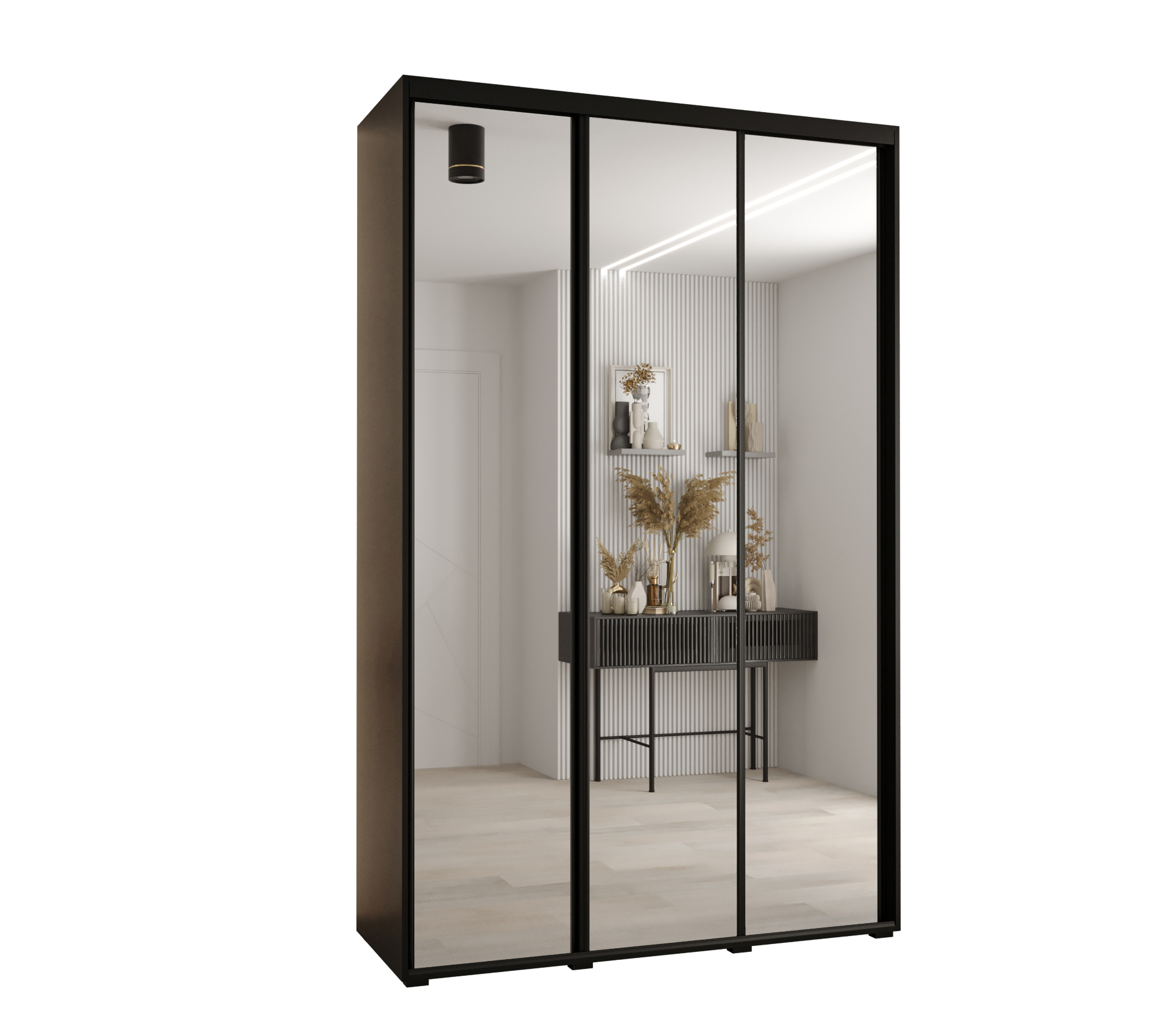 Szafa przesuwna z lustrem wysoka Davos 2 170 x 45 x 235,2 cm czarny + czarny + u. czarny - Abiks Meble