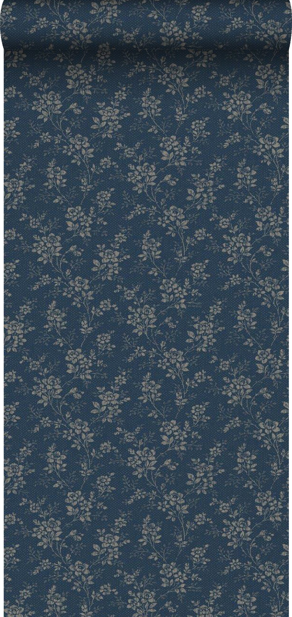 Tapeta zabytkowe kwiaty ciemnoniebieskim - 53 cm x 10.05 m - BORASTAPETER