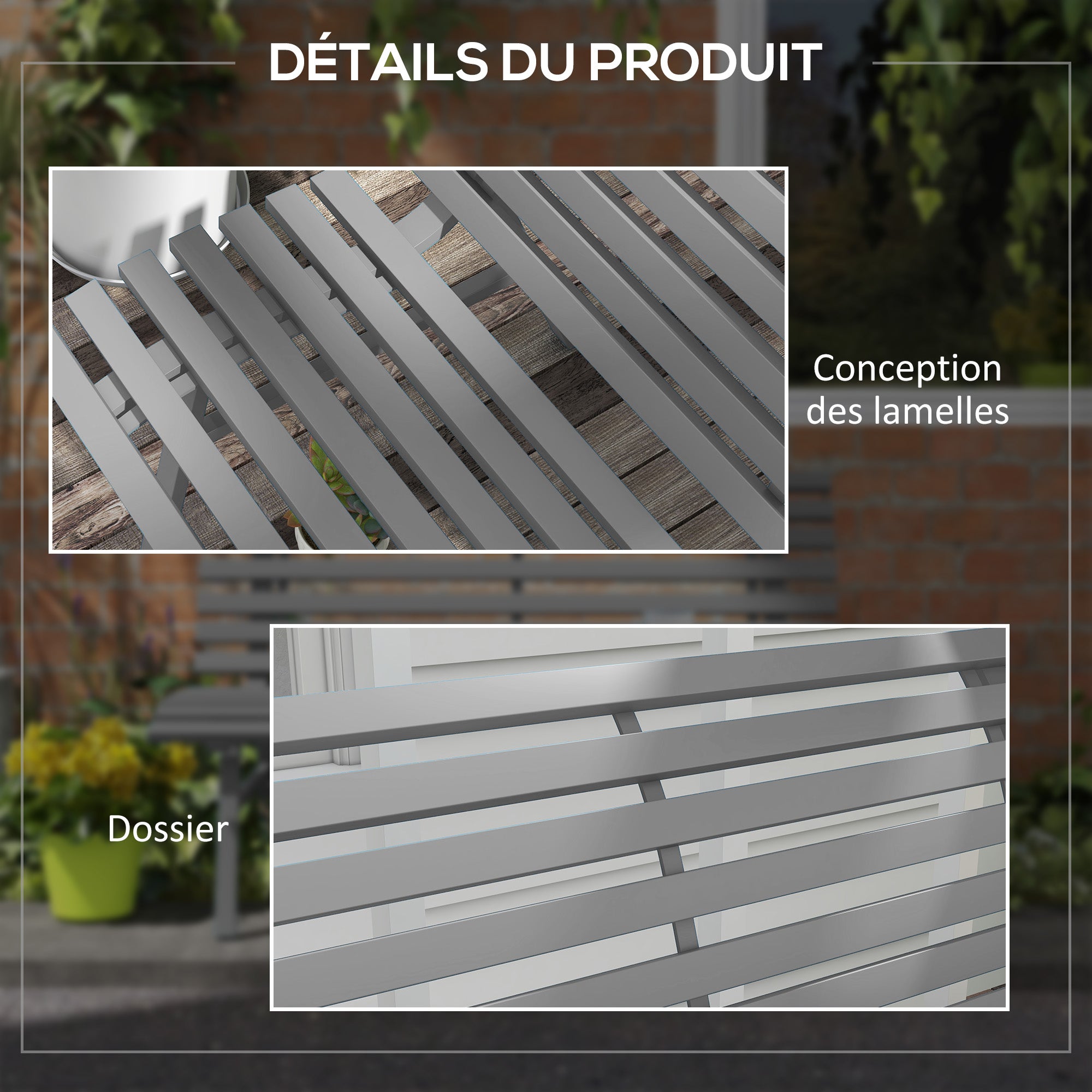 Banc d'extérieur Aluminium Outsunny - 6