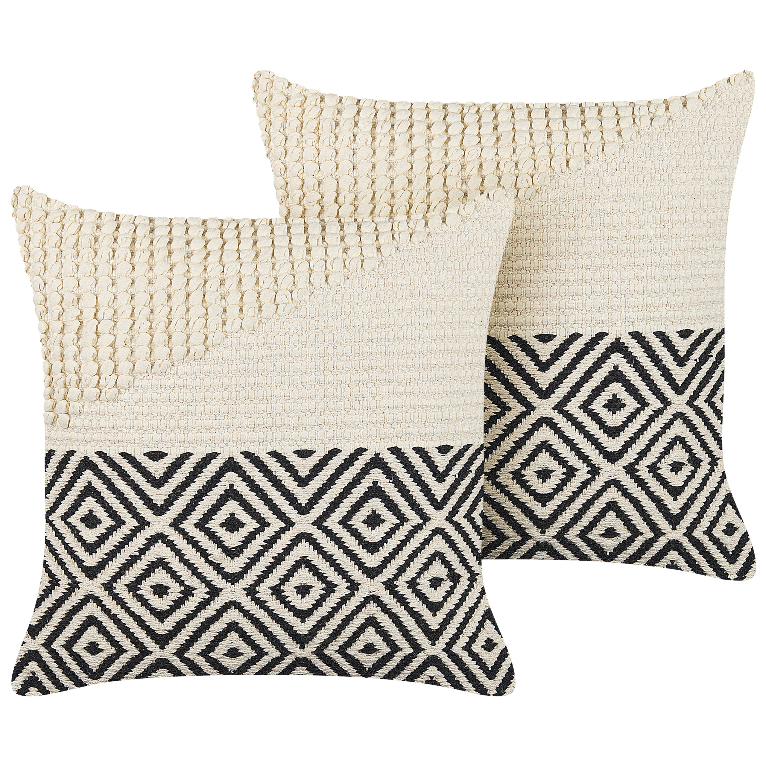 Set de 2 perne decorative CALANTHE Bumbac 45 x 45 cm Bej Imprimeu geometric 2buc