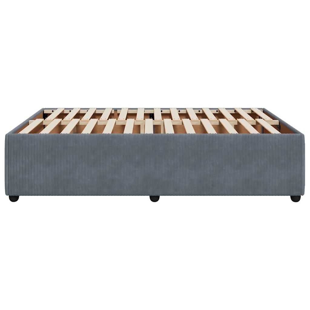 Cadre de lit sans matelas, velours, gris foncé, pour la chambre, 140 × 200 cm - 5