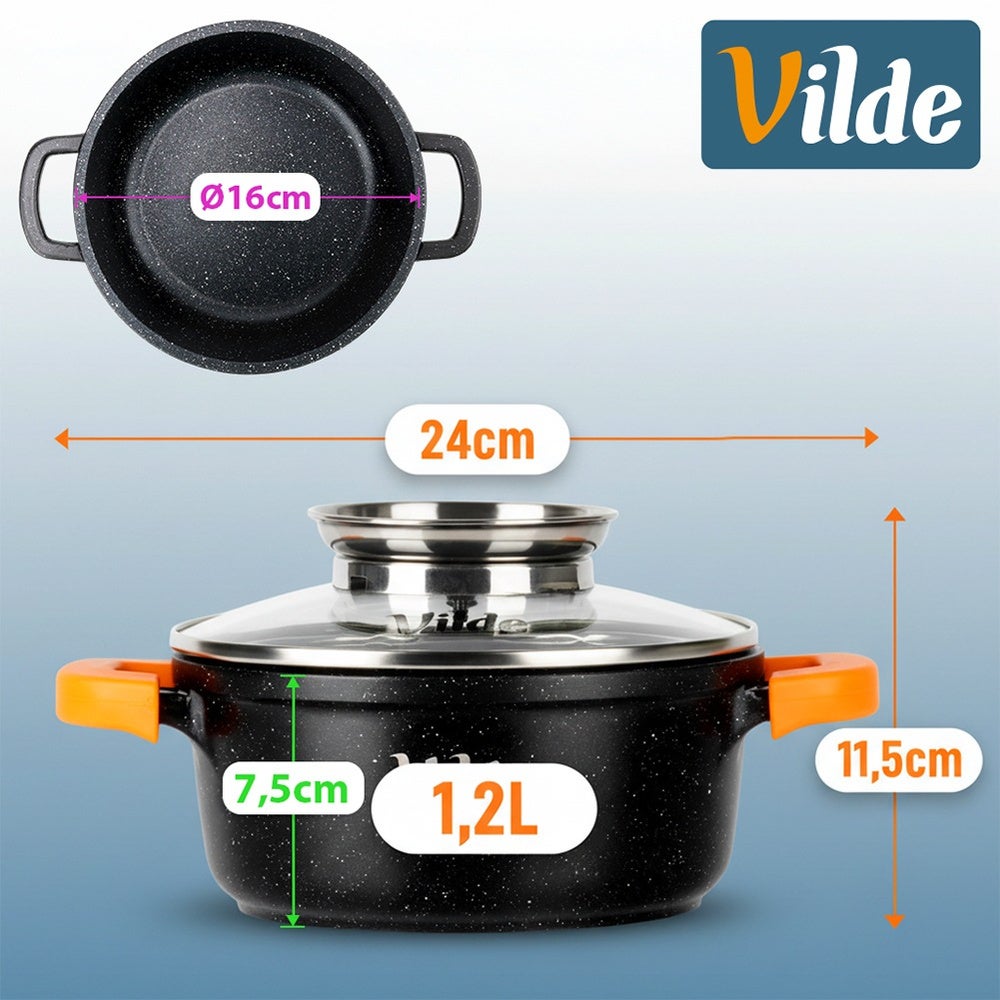 Garnek granitowy ze szklaną pokrywką TERRUNA AROMA 16 cm, 1,2 l - 5