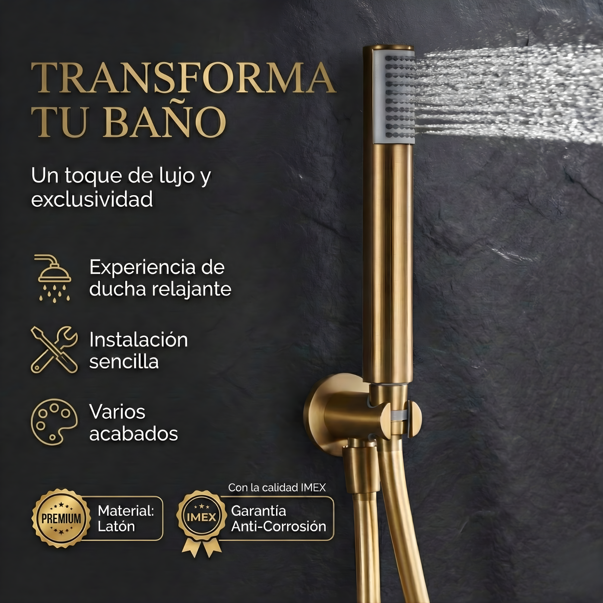 IMEX - Colonne de Douche Encastrée Thermostatique Salle de Bain Or Brossé | Colonne Douche Encastrable Laiton | Douche Anti Calcaire | Série Genova - 5