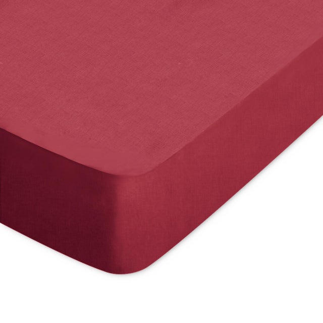 Drap housse uni 120x190 cm bonnet 40 cm coton ALTO rouge Garance