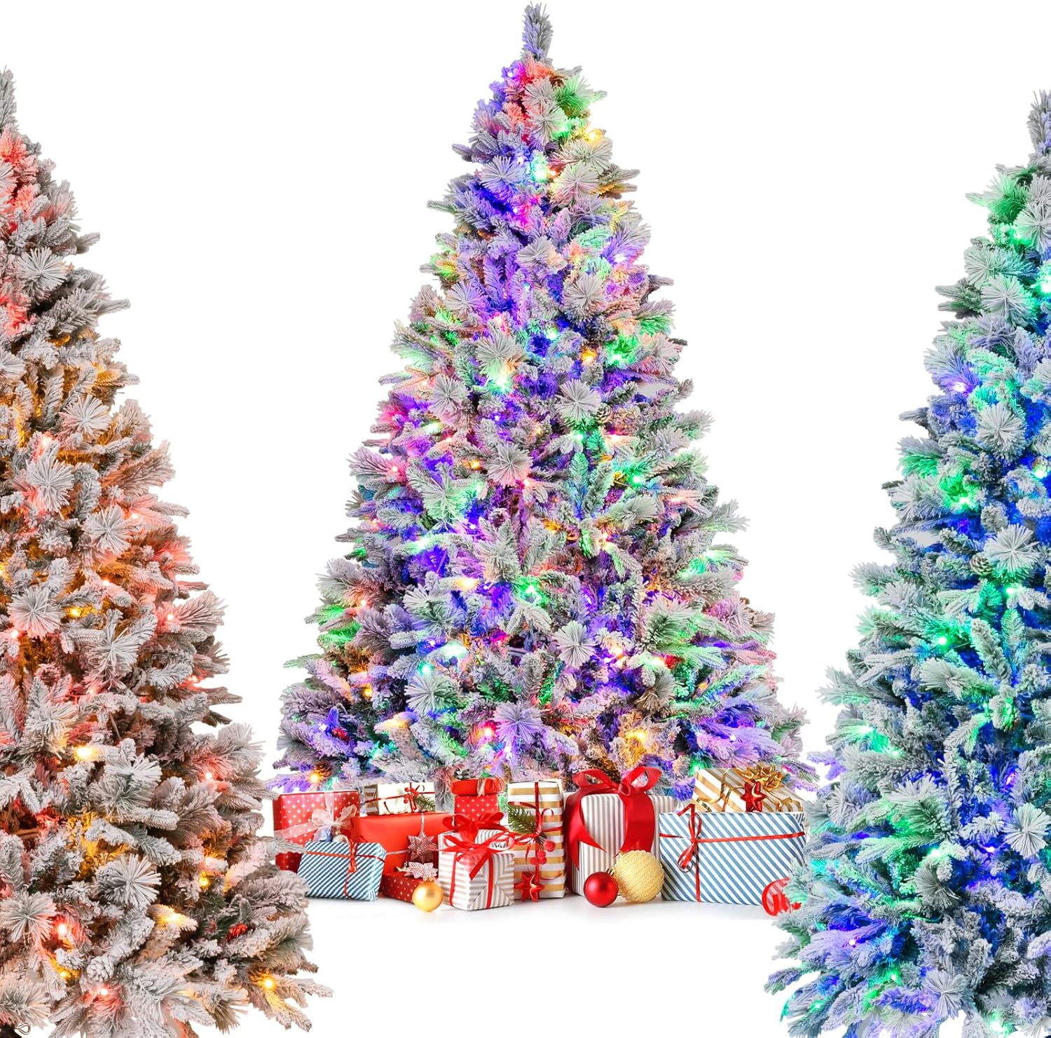 GYMAX 180 cm Albero di Natale Innevato Automatico