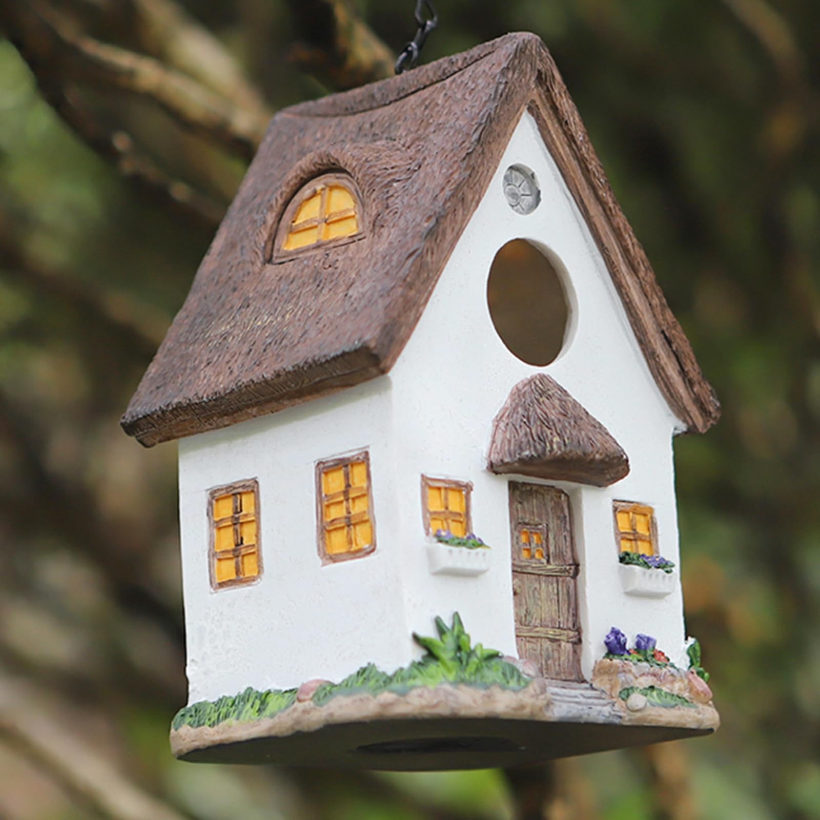 AULEDIO Casa para Aves, Suspensa e Impermeável, Abrigo Durável para Ninhos de Aves Silvestres em Jardins e Quintais (Branca) - 7