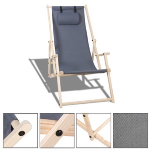 Chaise Longue Pliable En Bois De Hêtre - Pour Jardin, Plage, Terrasse, 122x58 Cm, Charge 120 Kg