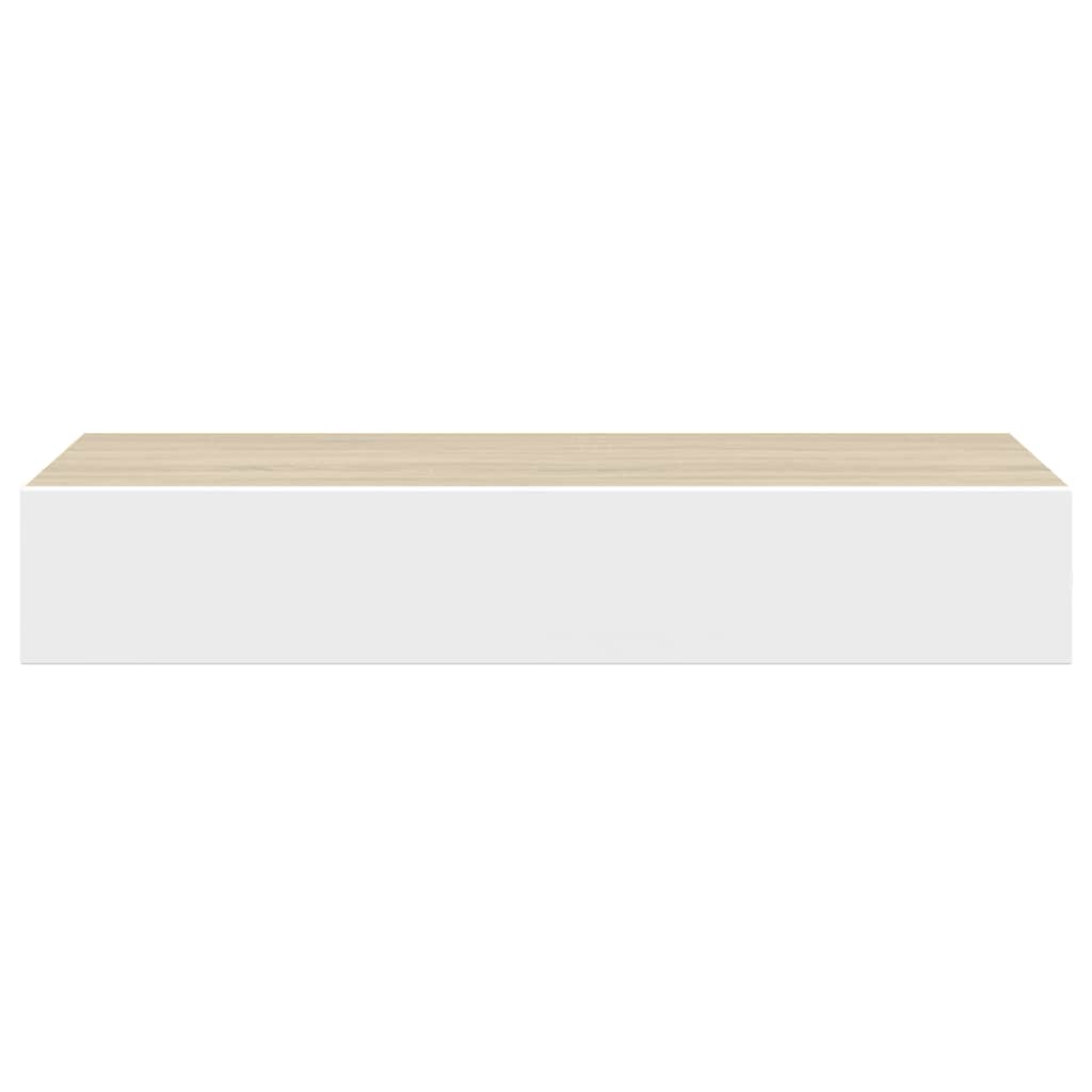 Étagères à tiroir murales 2 pcs Chêne et blanc 60x23,5x10cm MDF - 7