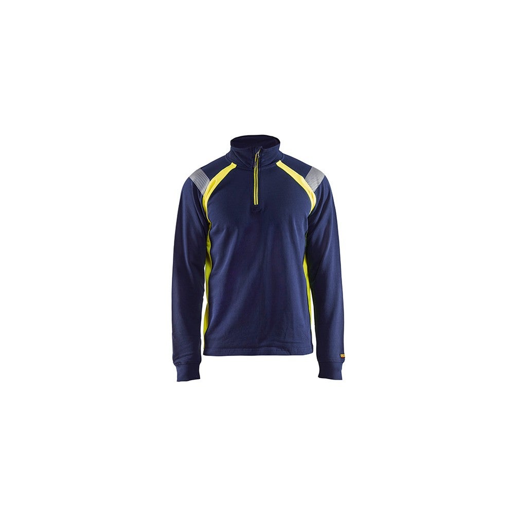 Sweat col camionneur détails fluo Marine/Jaune fluo - Blaklader - Taille 2XL - 6