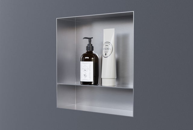BERNSTEIN - Niche murale de douche avec rebords, étagère encastrable douche acier inox avec compartiment - 30x30x10cm - NT303010X Acier brossé