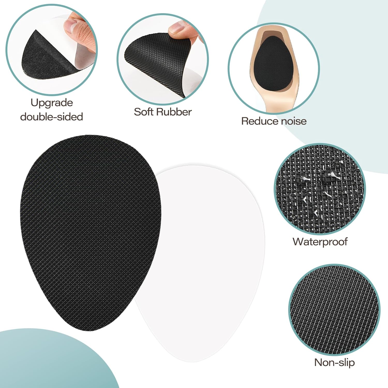 Lot de 4 paires de coussinets antidérapants en silicone pour chaussures de femme et homme (beige, noir) - 3