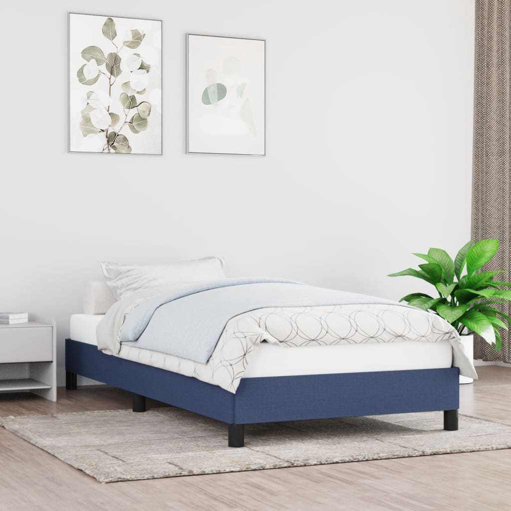 Rama łóżka bez materaca Niebieska 90x200 cm Tkanina vidaXL