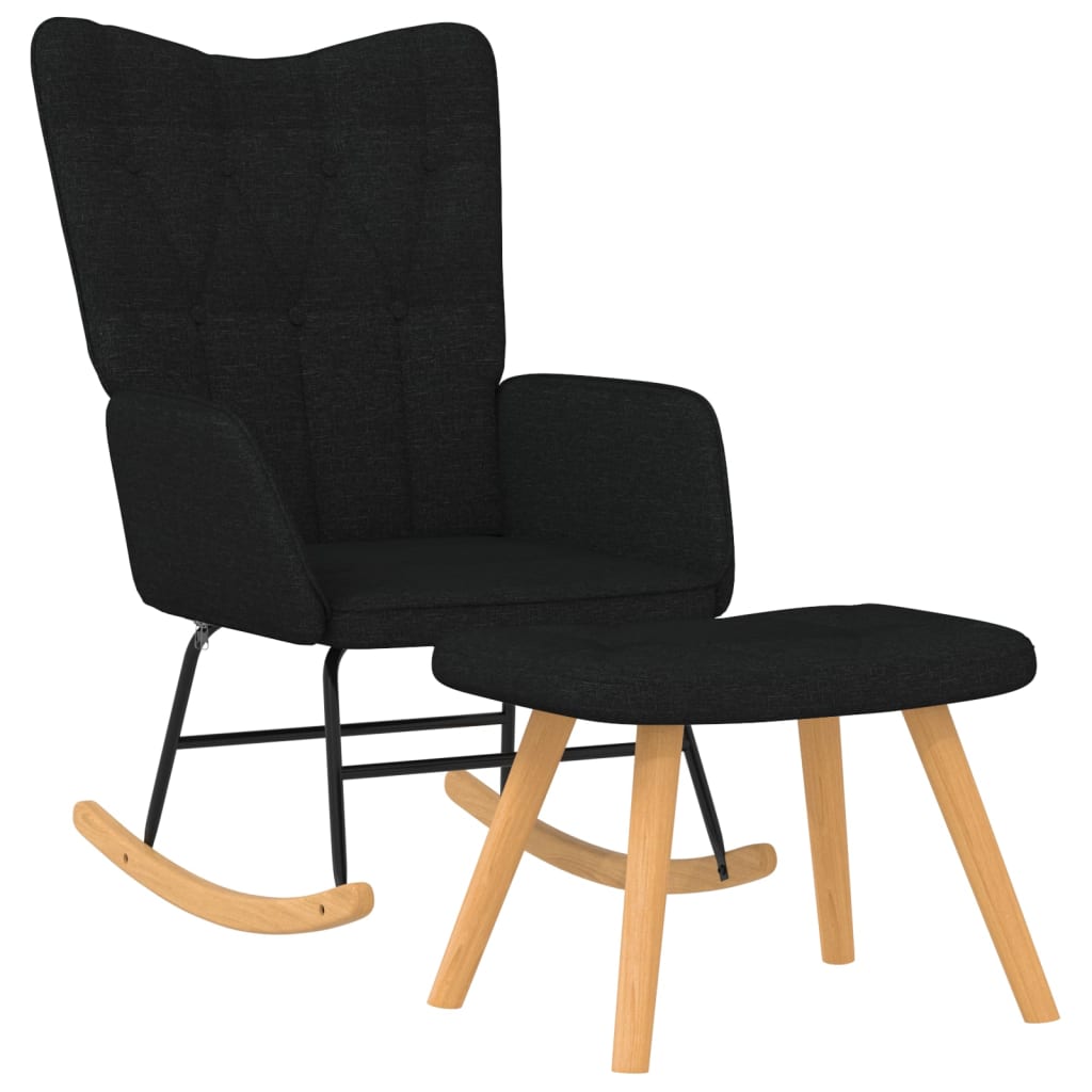 Silla mecedora | sillón balancín relax | sillón de salón con reposapiés tela negro cfw894333