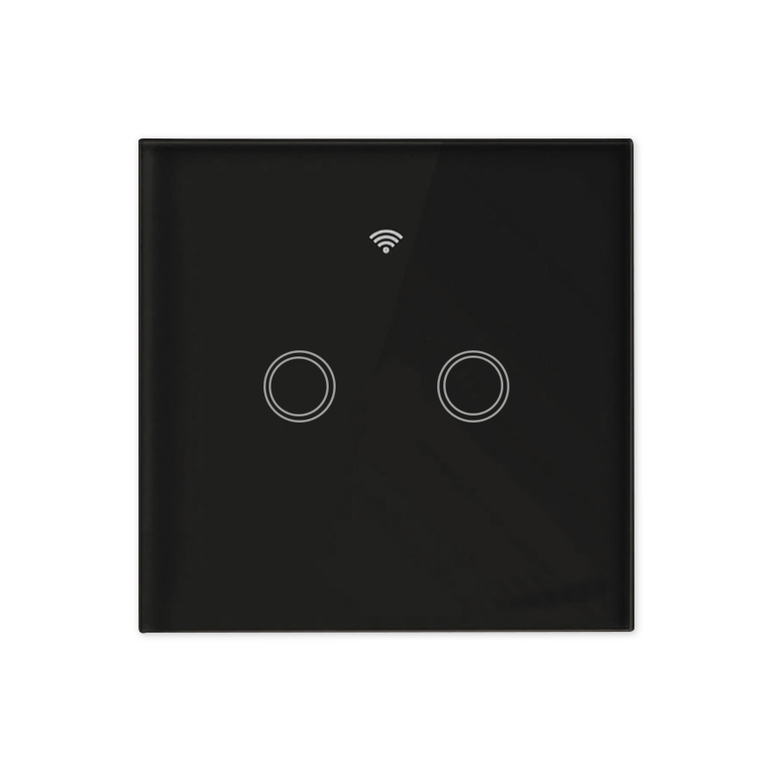 Włącznik dotykowy LED WIFI podwójny szklany IP54 Tuya Smart Life czarny MasterLED