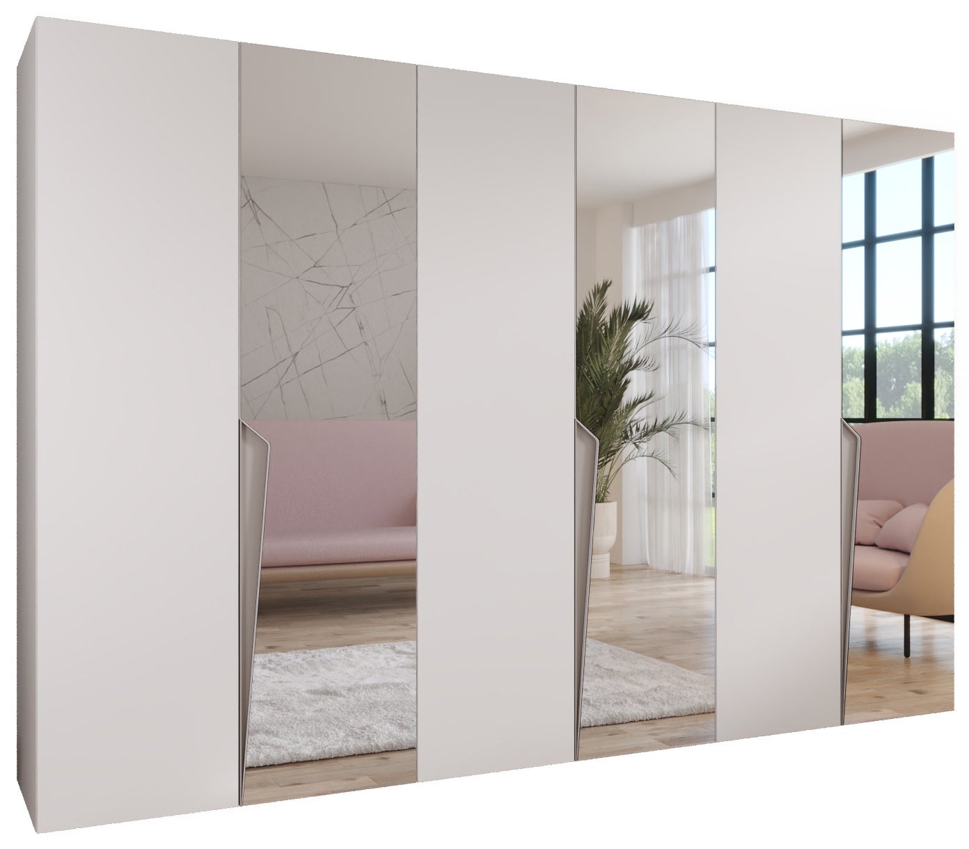 Szafa uchylna otwierana Piano 2 300 (100x3) x 52 x 202 cm biały + u. Kaszmir Abiks Meble