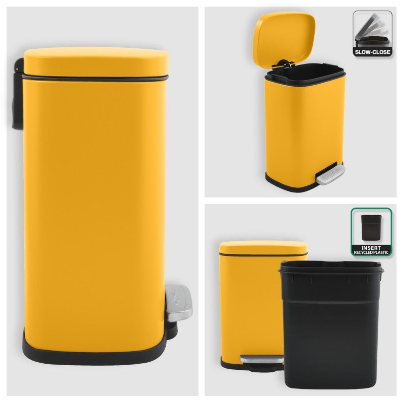 Spirella Pattumiera da bagno a pedale Acciaio AKIRA 5L Giallo Sun Mat - 5