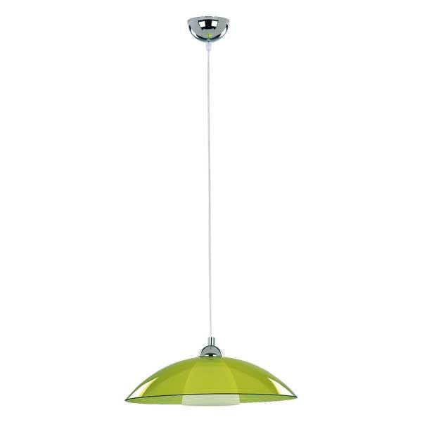 Lampa wisząca Ufo zielona-chromowana 1xE27x15W wym: 118 x 40 x 40 cm szkło Alfa