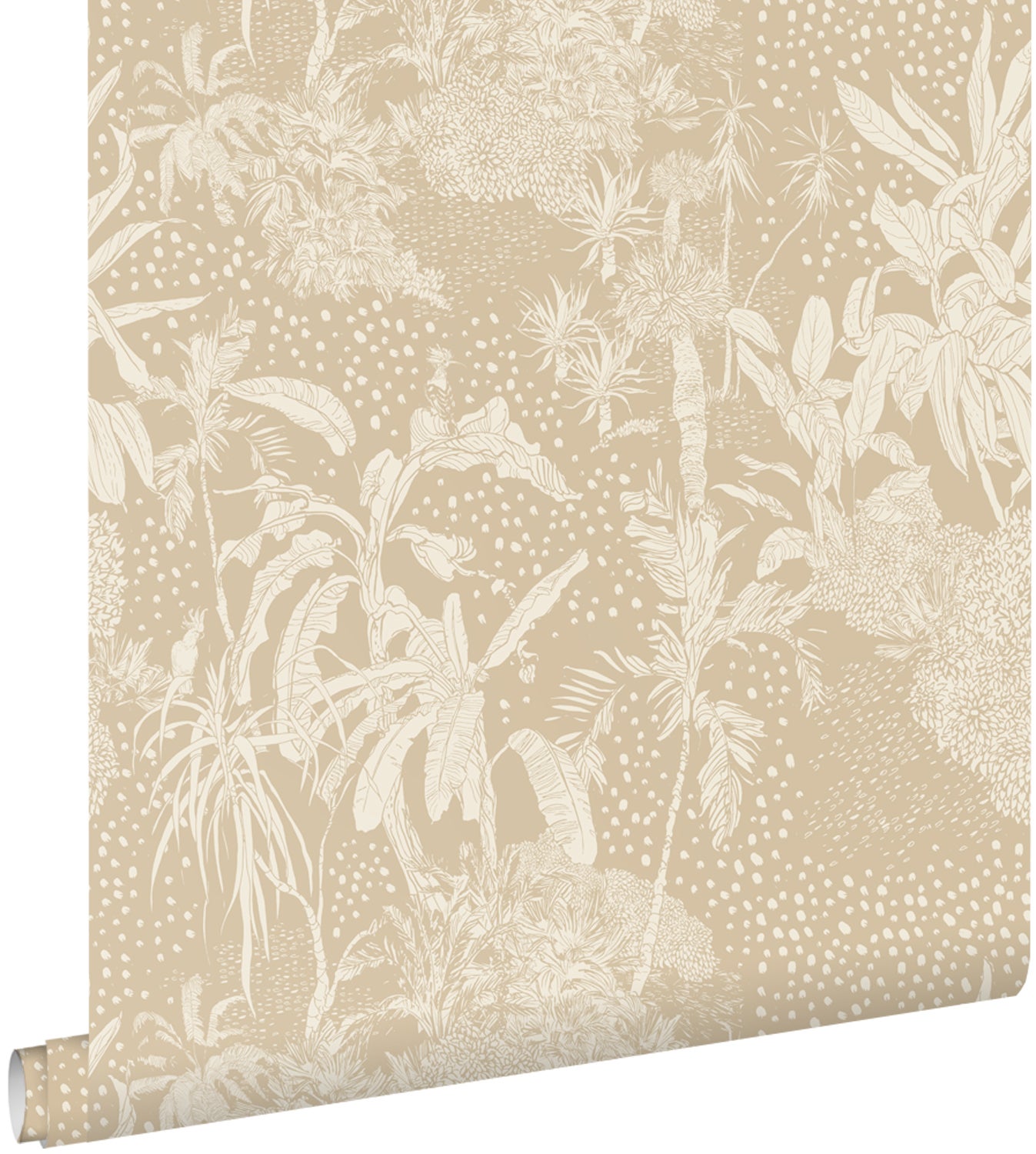 Tapeta tropikalne liście jasnego beżu - 50 x 900 cm - ESTAHOME