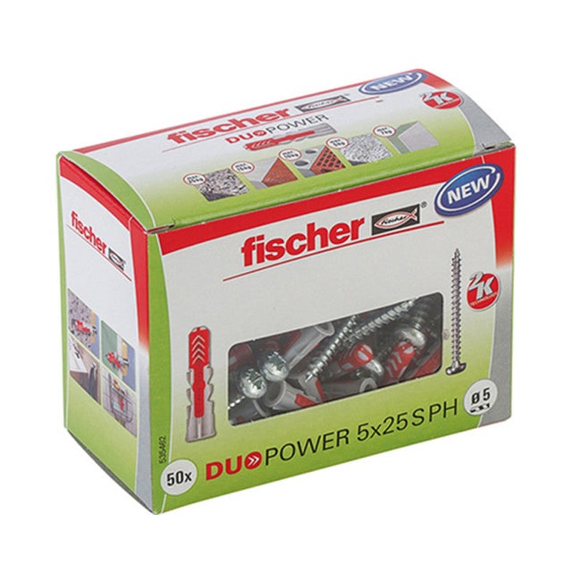 Boîte de 50 chevilles bi-matière FISCHER Duopower PH avec vis - Ø 8 x 40mm