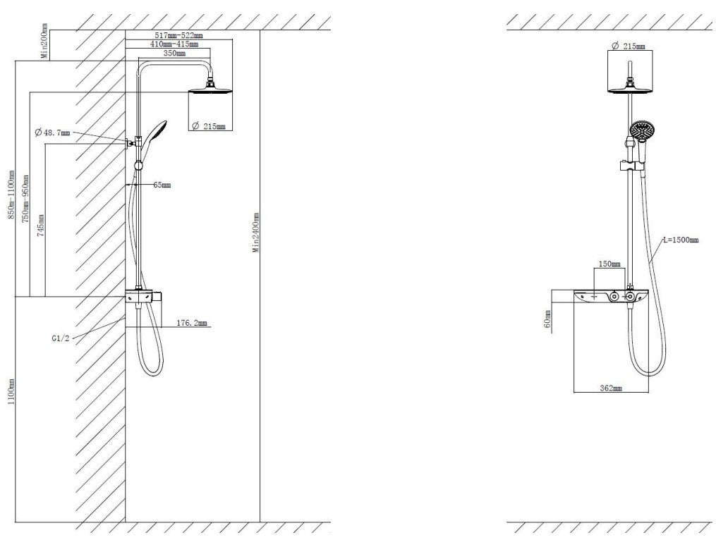 Swiss Aqua Technologies Colonne douche, Douchette 3 jets, mitigeur thermostatique, Barre réglable en hauteur, Chrome/Blanc SATSSTKP - 4