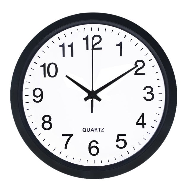 Horloge Murale de Salle de Bain en Plastique et Verre minéral, Balayage à Quartz, Noir, Ø 250 mm