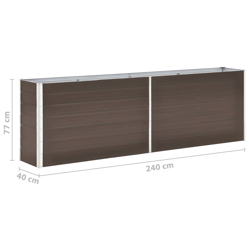 Fioriera rialzata piante fiori giardino acciaio zincato 240 x 40 x 77 cm marrone 02_0001101 - 6