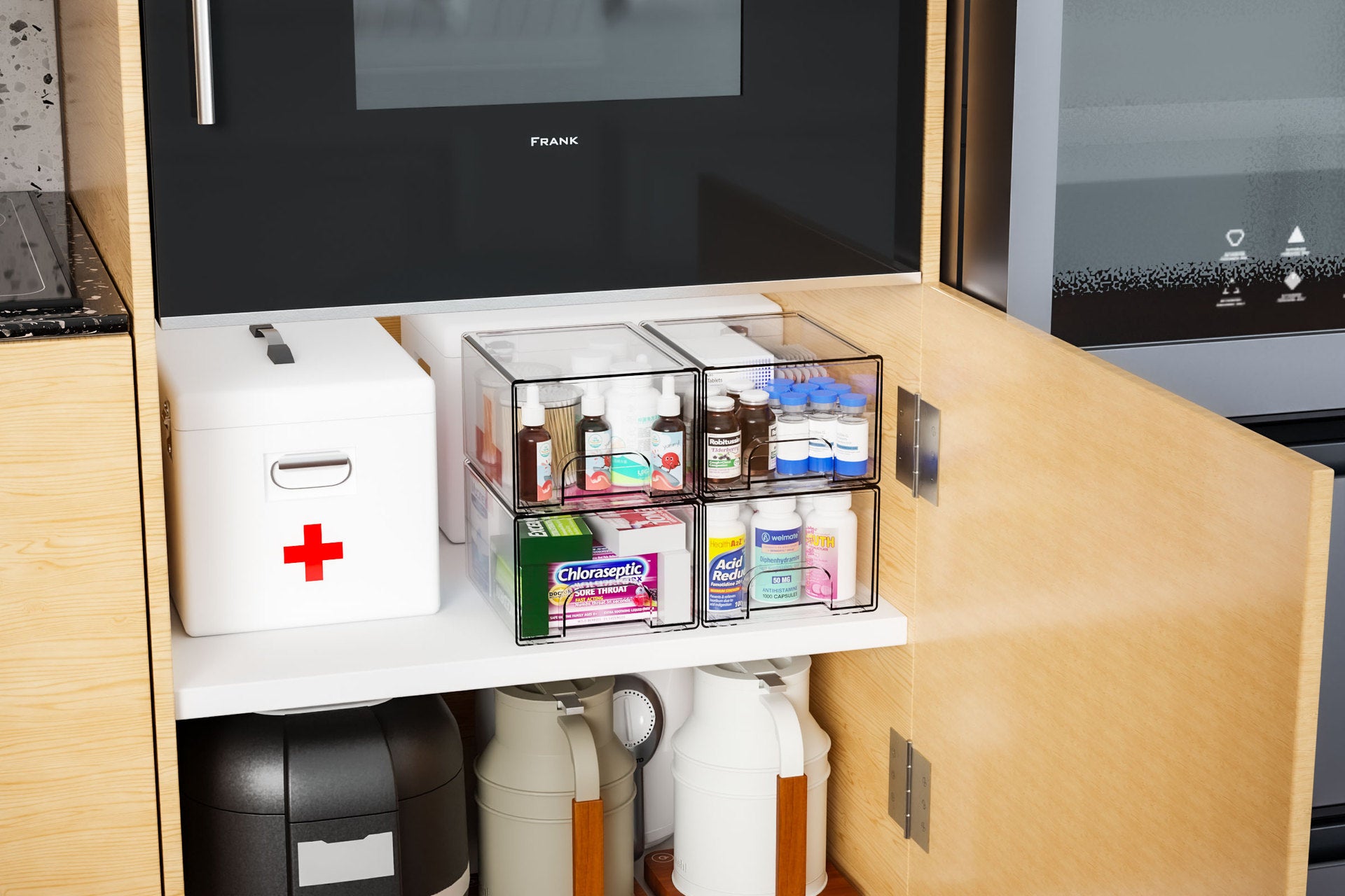 Acrylique transparent, lot de 4 tiroirs de rangement empilables, organiseurs de salle de bain, boîte de rangement pour maquillage et médicaments - 4