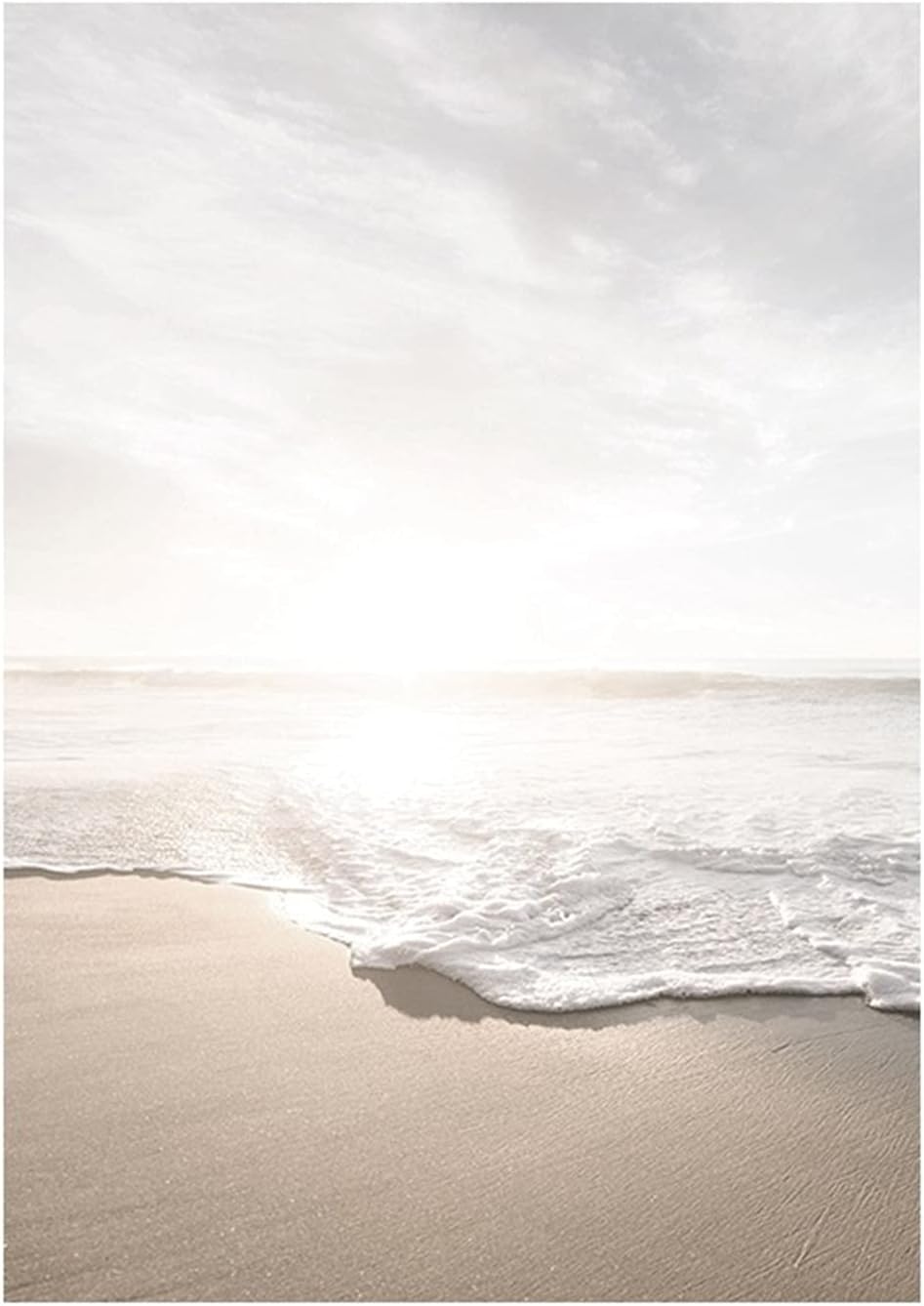 Lot de 3 posters muraux, élégants, pour salon, chambre, sans cadre photo, motif de coucher de soleil et plage, 30 x 40 cm - 5