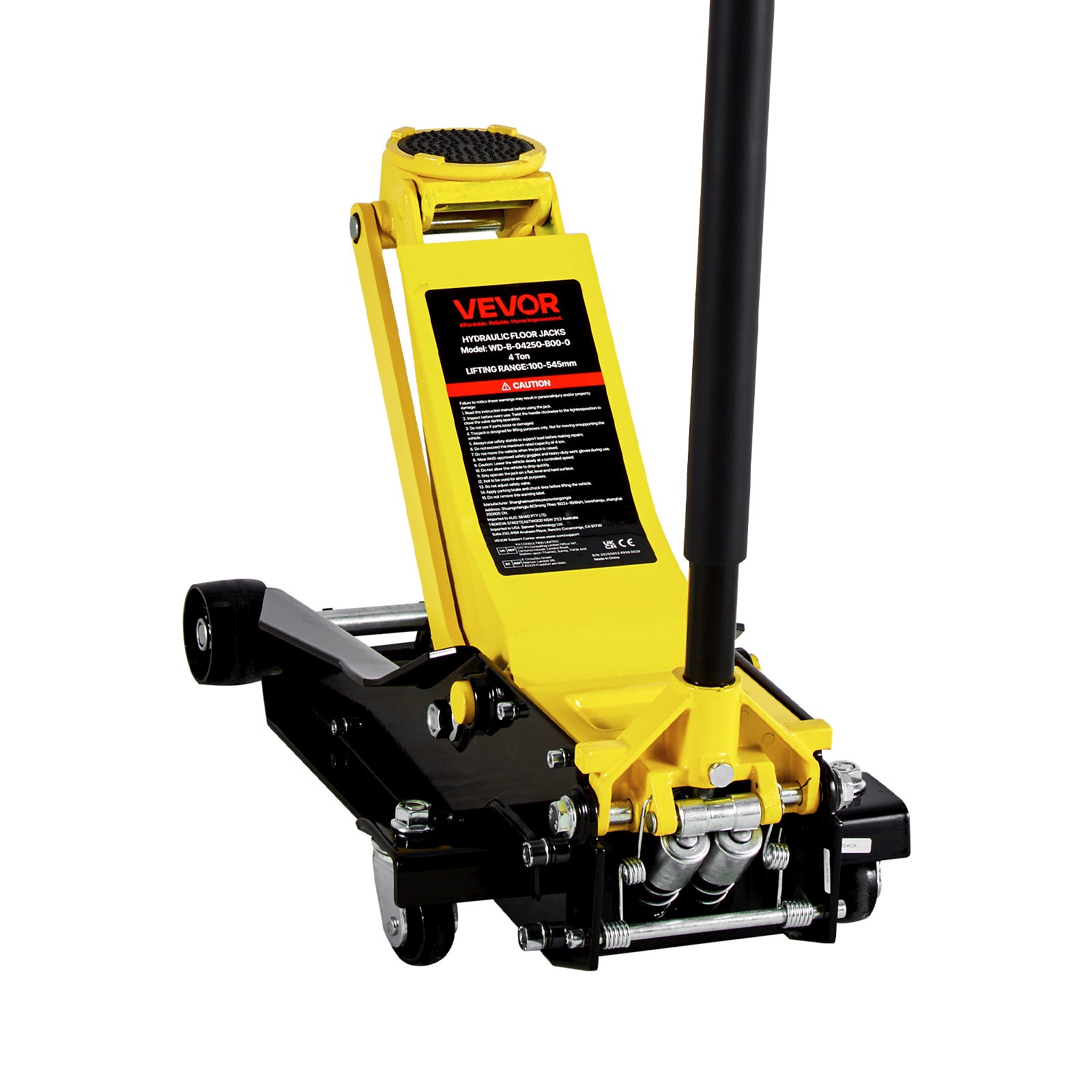 Podnośnik hydrauliczny podłogowy VEVOR 4 tony żeliwny niskoprofilowy zakres 100-545 mm do aut SUV