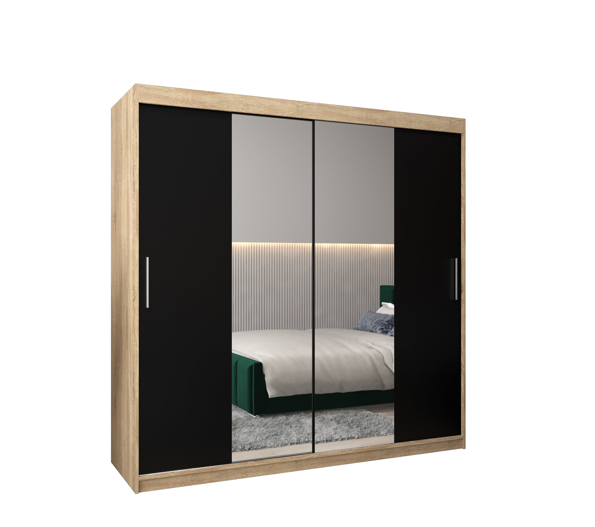 Szafa przesuwna garderoba TOKYO 1 200 x 62 x 200 cm Sonoma + Czarny - Abiks Meble