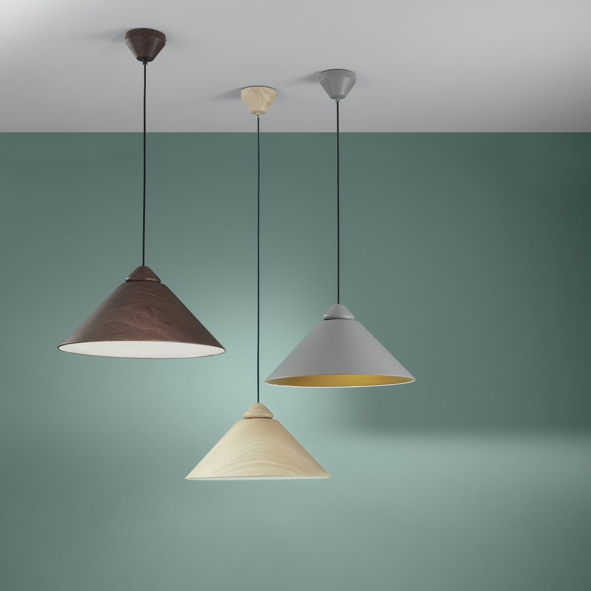 Lampadario a sospensione moderno in metallo con diffusore a cono BigBang - Marrone - 3