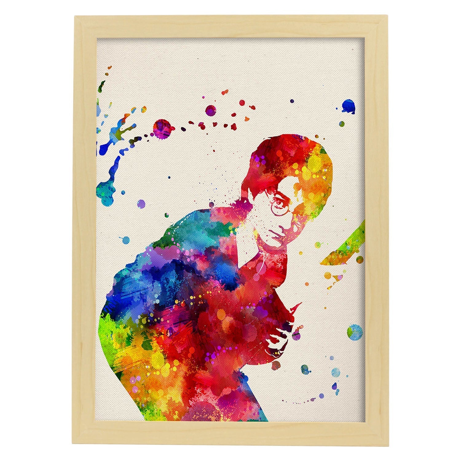 Lamina para enmarcar harry potter. poster estilo acuarela. lamina con imagenes de la pelicula harry potter. papel 250 gr. marco blanco - a3