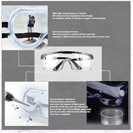 Deux lunettes de protection antibuée, anti-UV et anti-rayures pour le travail, la construction, le bricolage, le laboratoire, le soudage, la chimie et - 4