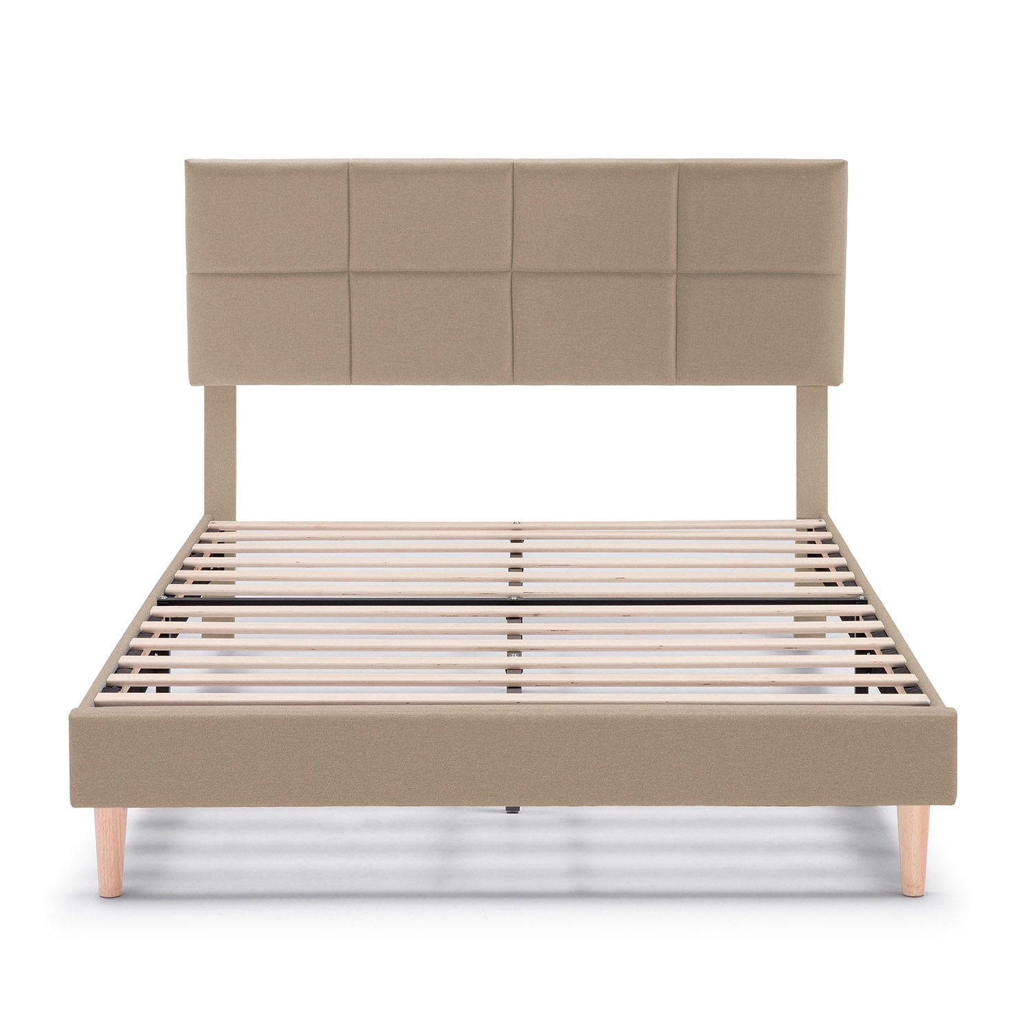 Estructura de cama tapizada Silvi de 30 cm, 150x190 cm, Beige - 3