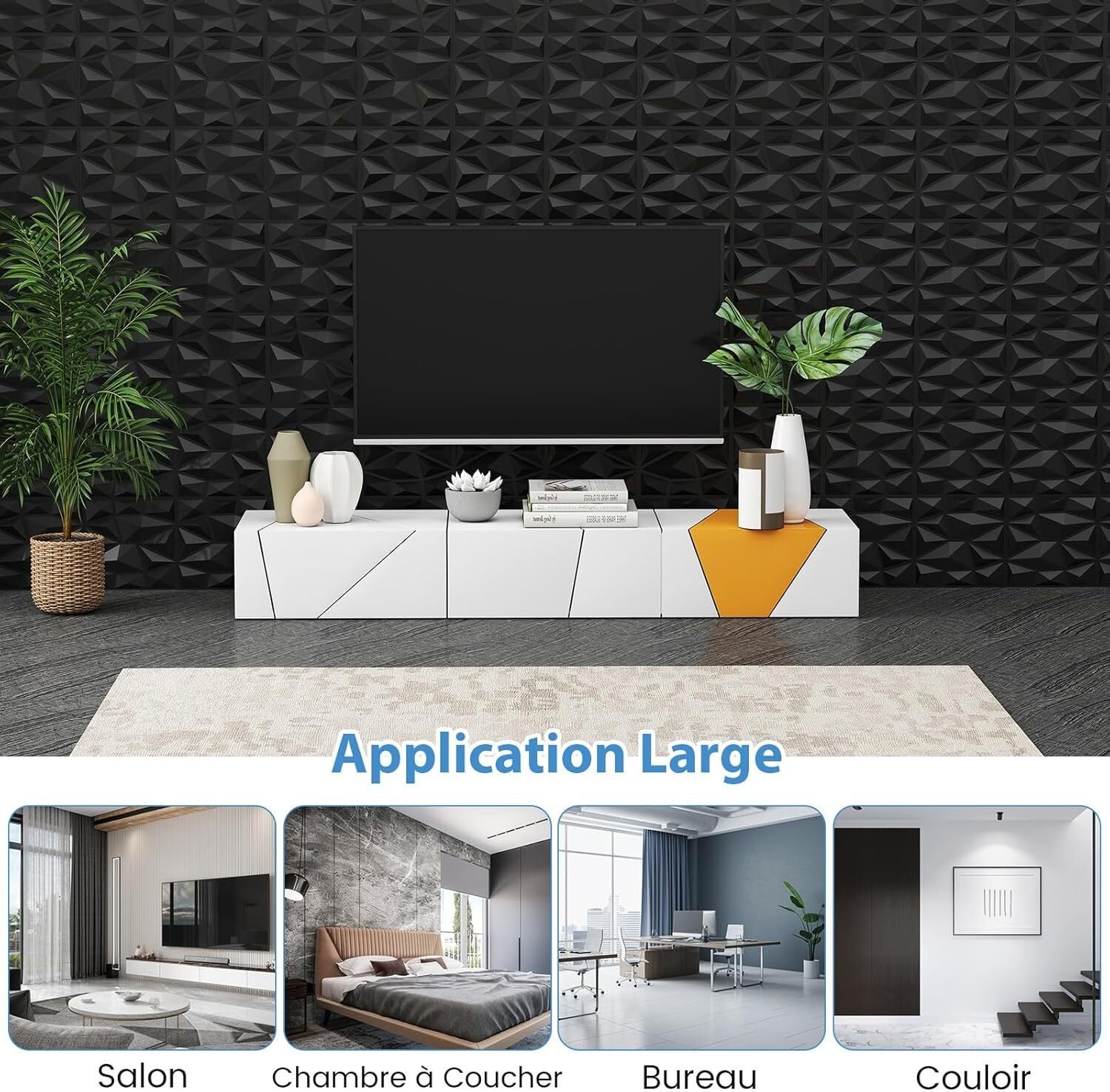 40x/10m² Panele Ścienne 3D, Okładzina Ścienna z Kwadratowych Paneli Wewnętrznych 50x50 cm z PVC, Ognioodporna z Akcentem Diamentowym do Wycinania - 6