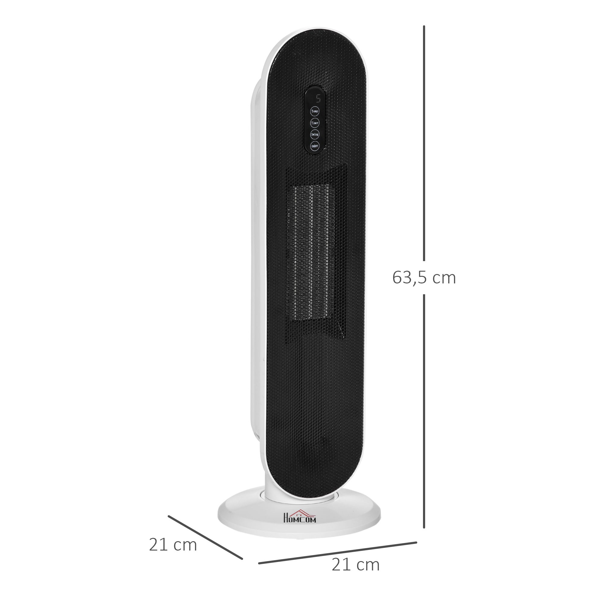 Calefactor cerámico torre 1200W / 2000W HOMCOM 21x21x63.5 cm - 3