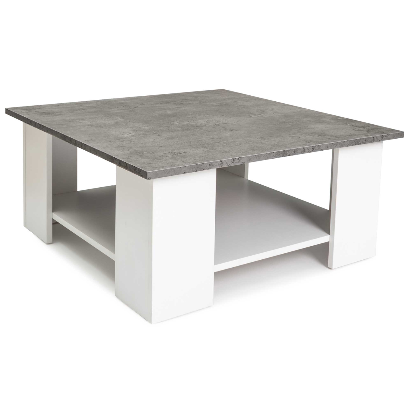 Table basse carrée ELI blanche plateau effet béton - 2