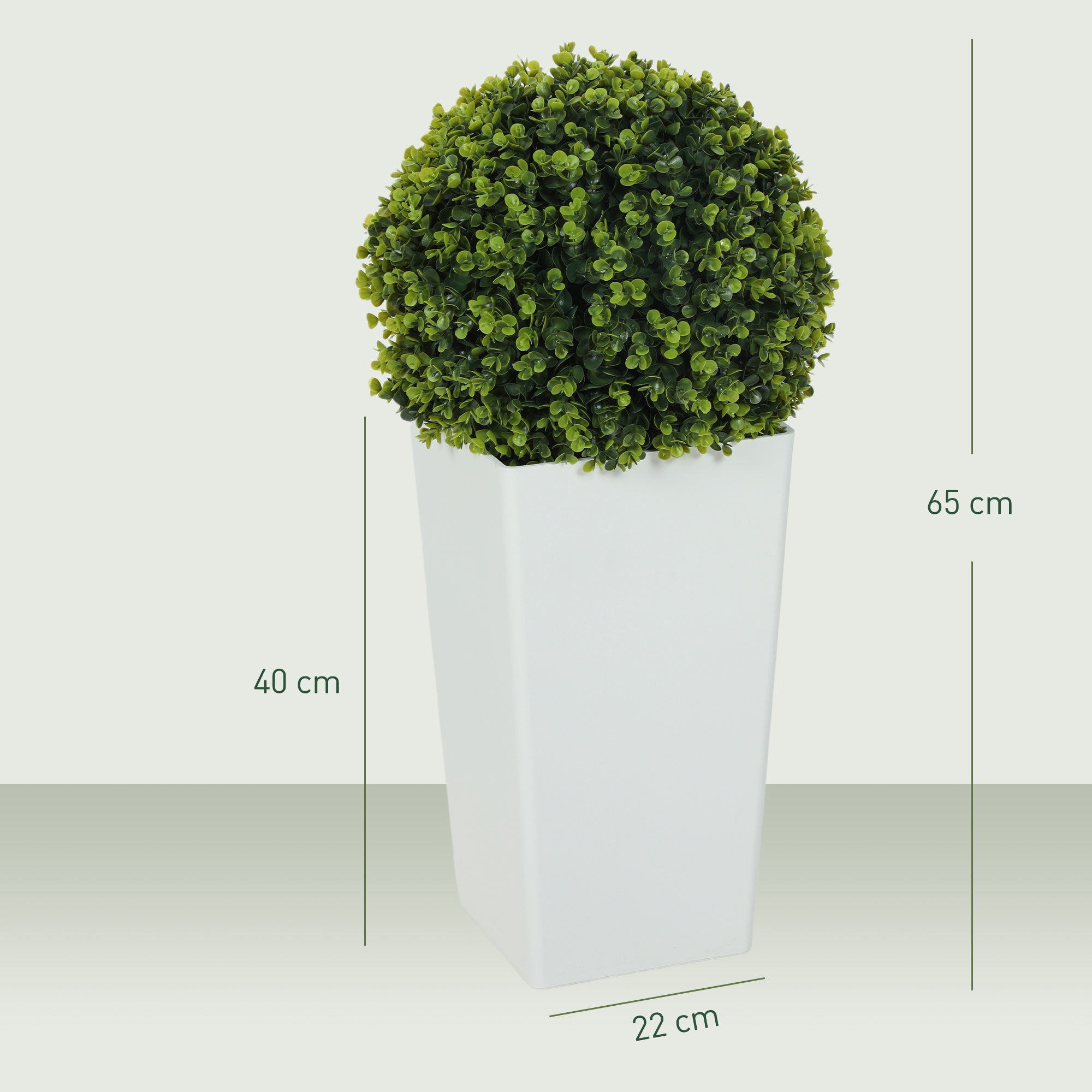 Lot de 2 boules d'eucalyptus artificielles, 65 cm de hauteur, avec protection UV. 330 feuilles par pot. Vert. - 2