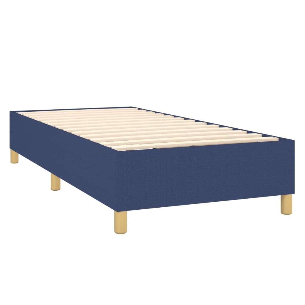 Sommier à lattes avec matelas bleu 100x200 cm en tissu - 4