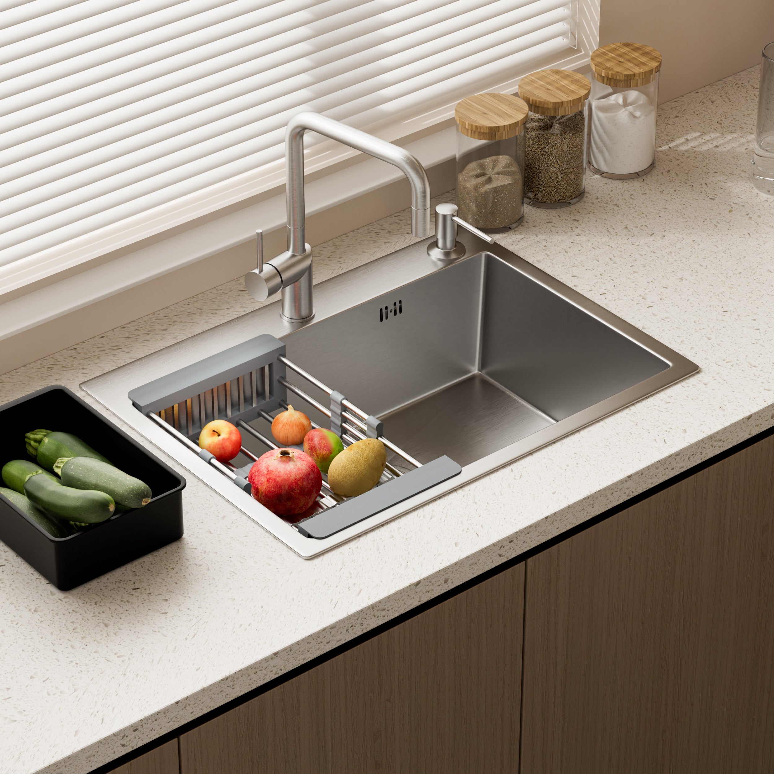 Kraus Évier De Cuisine KRAUS Kore ™ Encastré à Cuve Simple En Acier Inoxydable Noir Calibre 16 Avec Finition Pvd