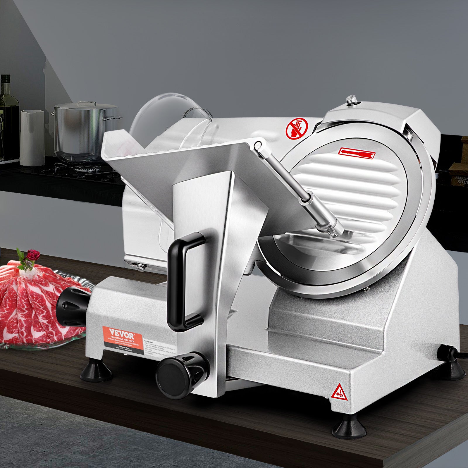 VEVOR Trancheuse Électrique Commerciale 200 W Trancheuse à Jambon Lame