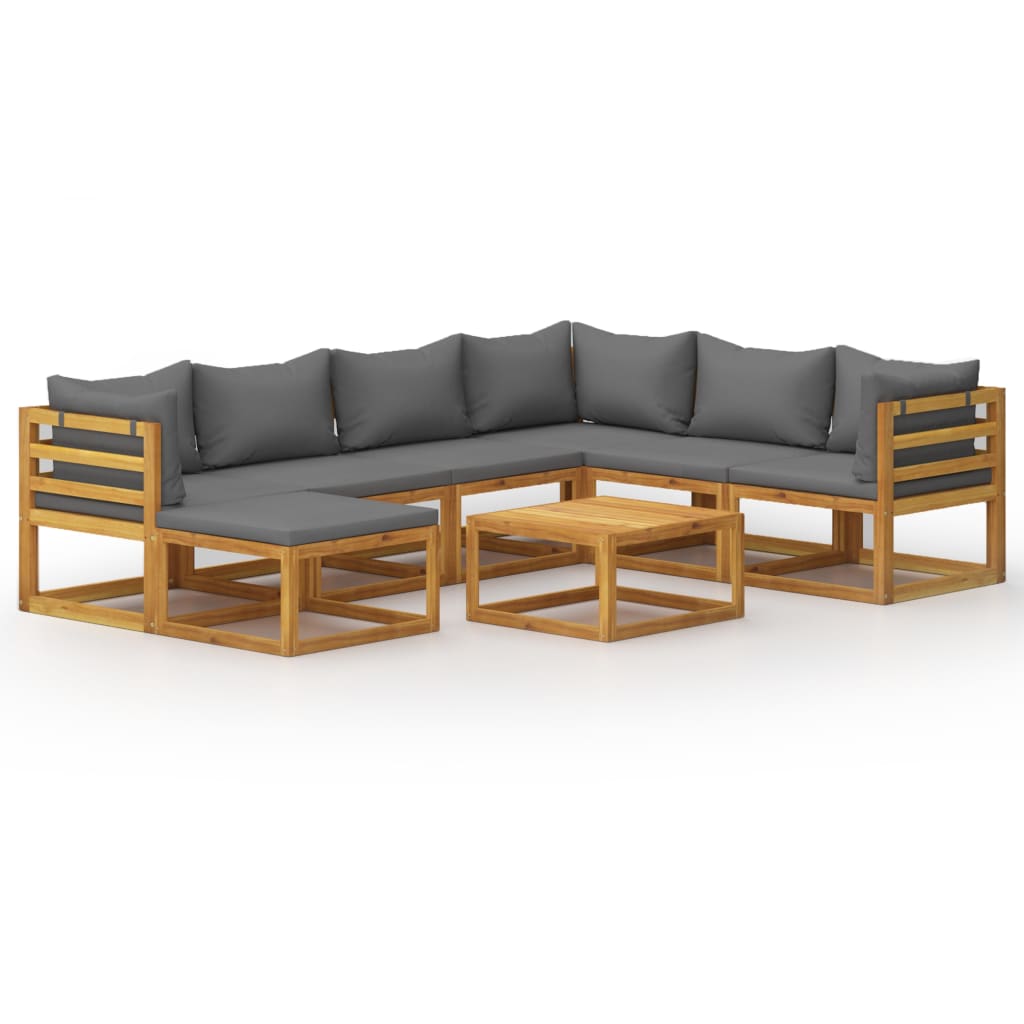 Salon bas de jardin en Bois Gris 7 personnes - 2