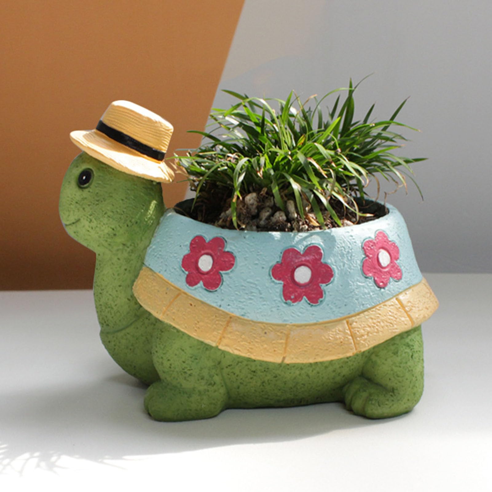 Pot de fleurs décoratif en forme de tortue, mignon, animal, paysage, pot de fleurs en résine, pot succulent pour décoration de jardin, patio extérieur - 3