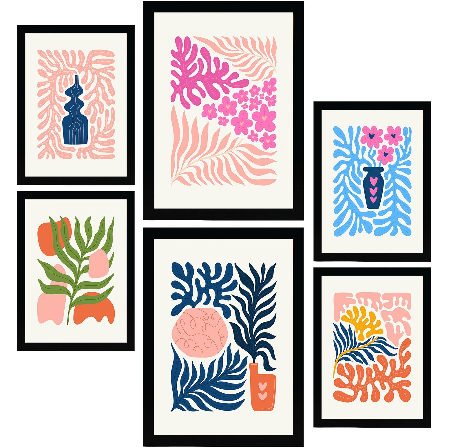 Nacnic set de 6 posters minimalismo en colores pastel flower power láminas de paisajes y naturaleza para el diseño y tamaños a3 & a4 sin marcos