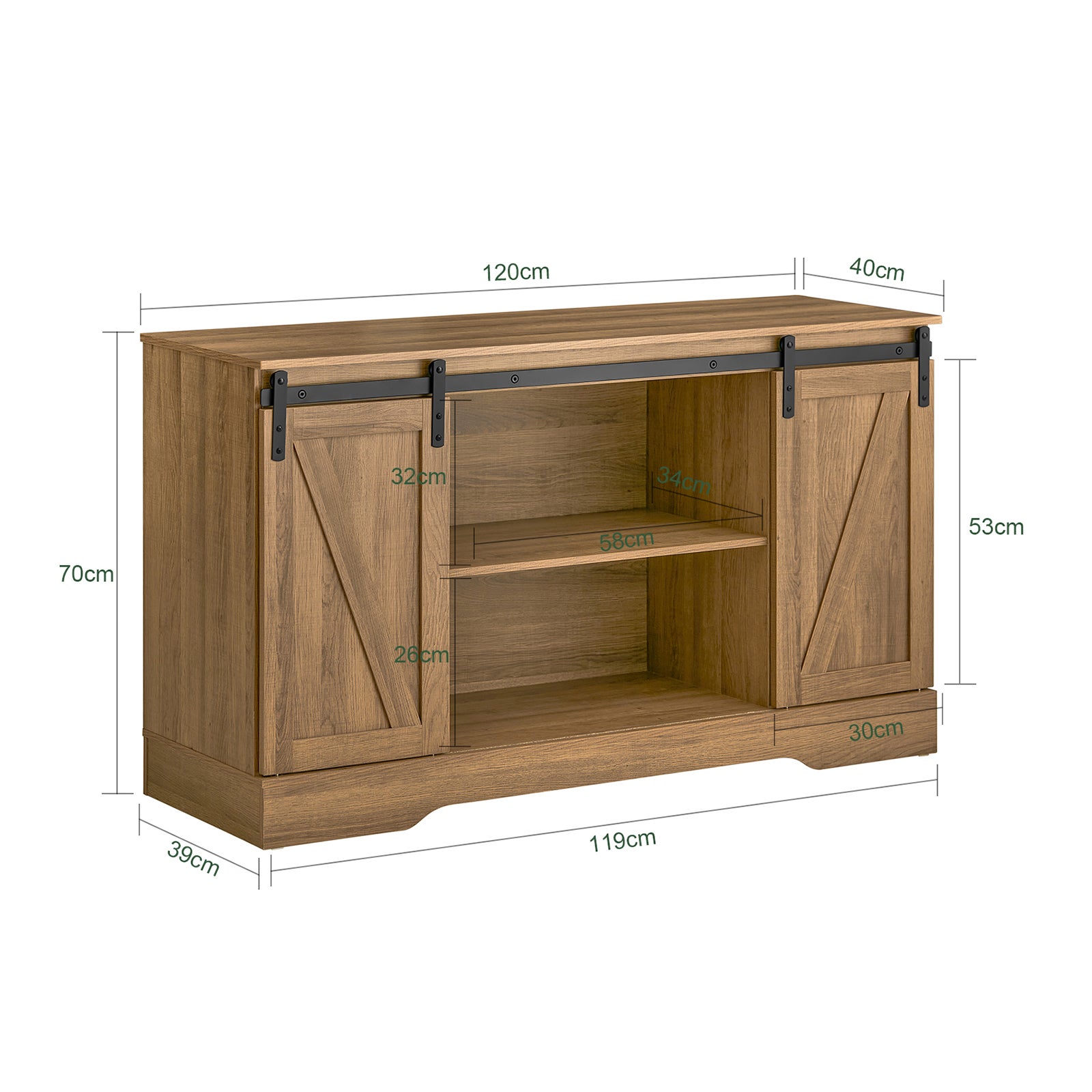 Armoire à Chaussures SoBuy 80x35x91cm - Porte Coulissante Style Grange - Rangement Entrée Ou Salon