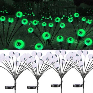 2 Pezzi Luci Solari A Bulbo Oculare Per Giardino – 16 LED, Impermeabili, Decorazioni Di Halloween E Natale, Con Testa Girevole, Luce Verde