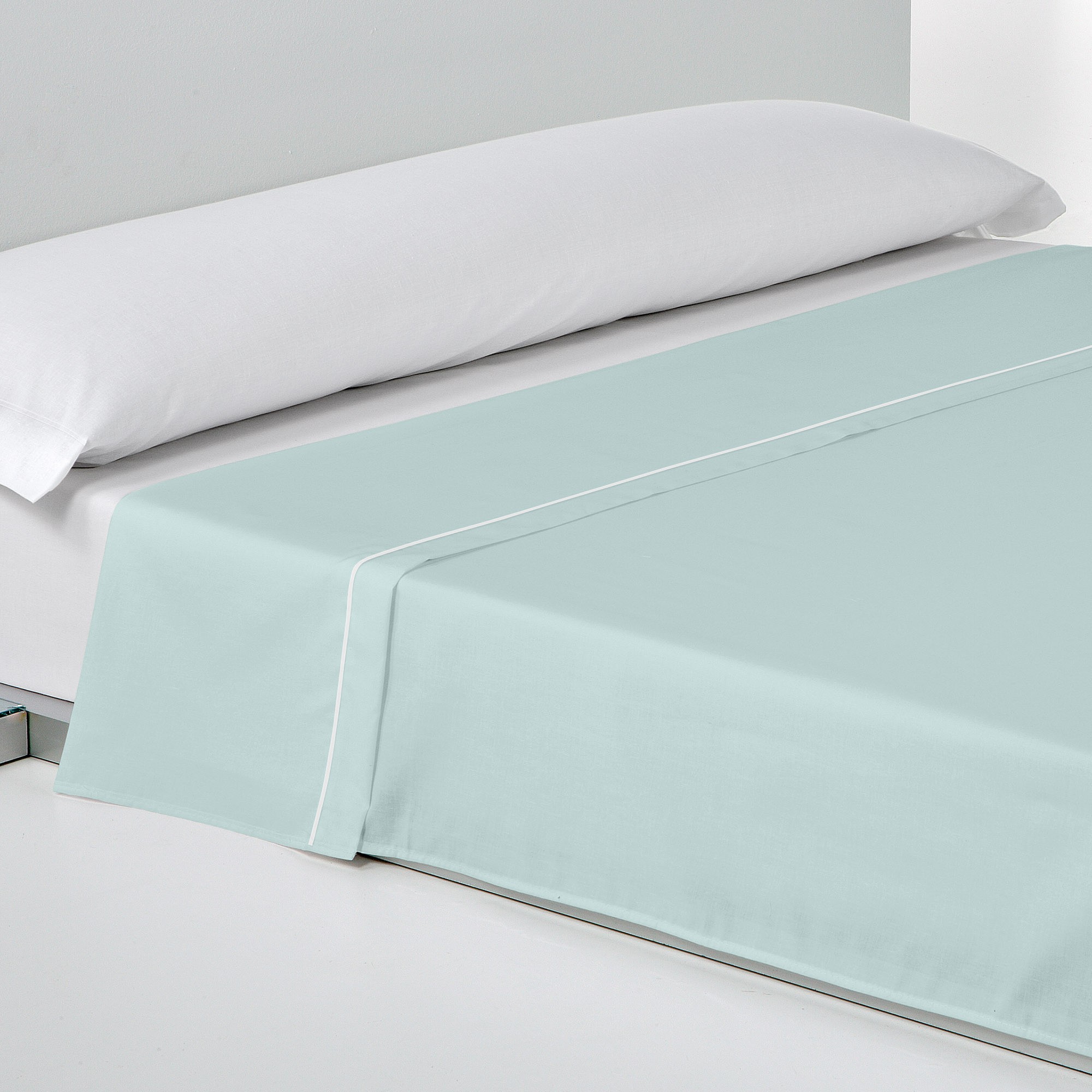 Encimera percal 200h verde agua-blanco 100% vivo - 150 - verde agua